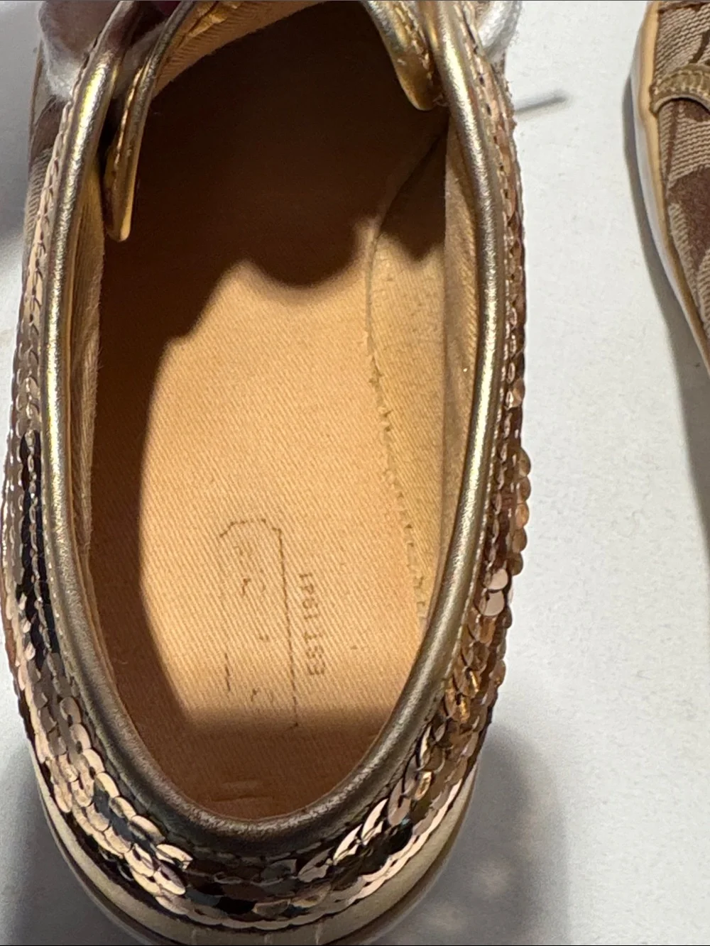 Coach Brown Signature Canvas Sneakers with White Toe and Gold Accents